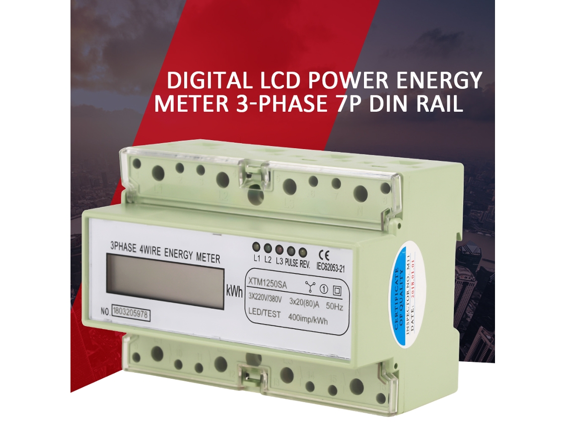 Laxiscreed Medidor De Energia Trifásico Digital Para Trilho Din, 220v/380v