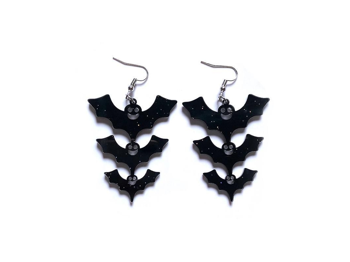 2026 aretes Colgantes de Morcegos Negros, 3 Pares, para Fantasias de Halloween, Material de Liga, Sem Níquel