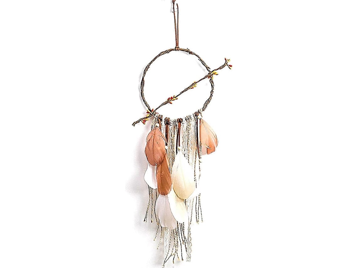 Rebe atrapasueños Hechos a Mano com Plumas e Galhos, Design de Lótus, Decoração de Parede Ideal para Casa e Presente