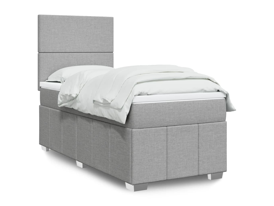 Vidaxl Cama Com Molas/colchão 90x200 Cm Tecido Cinza-claro