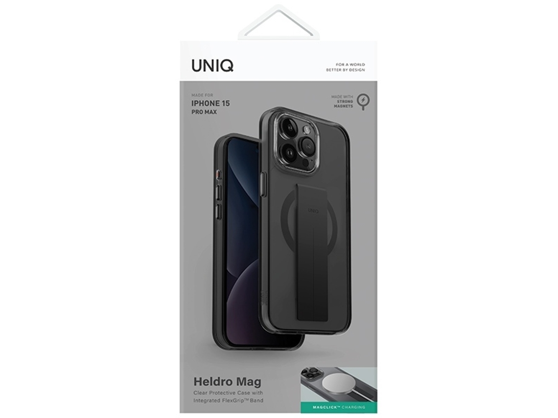 Capa Vapor para iPhone 15 Pro Max UNIQ Pele Sintética Cinzento