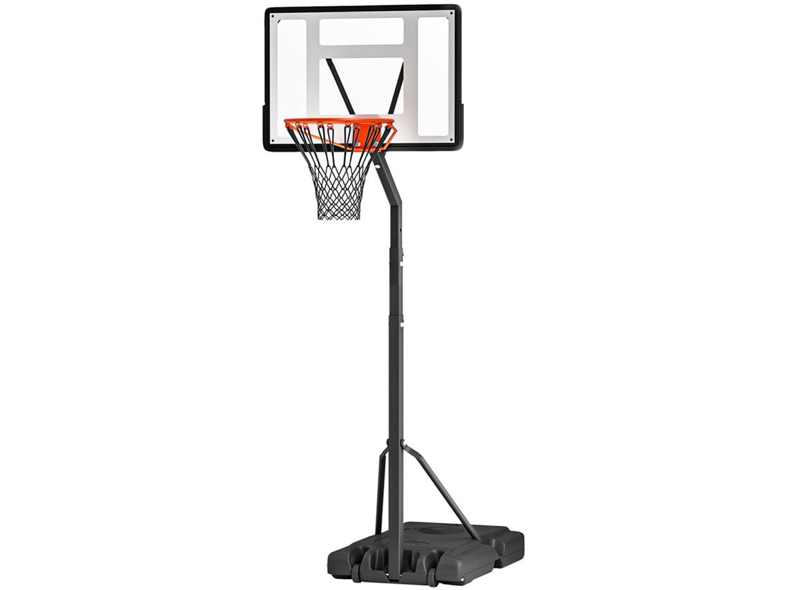 Tabela De Basquetebol Portátil Ajustável Em Altura Com Base Recarregável Para Crianças E Adultos 86x165x302-352 Cm Preto