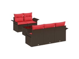 Maison Exclusive - Conjunto De Sofá De Jardim 6 Pcs Bege E Vermelho Vime Pe