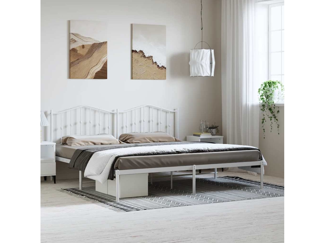 Vidaxl Estrutura de Cama com Cabeceira 183x213 Cm Metal Branco
