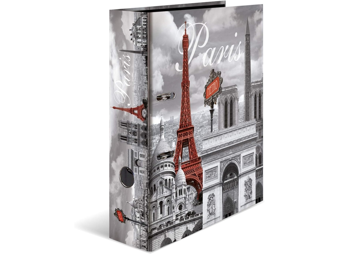 Pasta A4 Paris França, 7 Cm De Largura, Pasta De Argolas Infantil Com Estampa Da Cidade, Pasta De Ar Gokoco