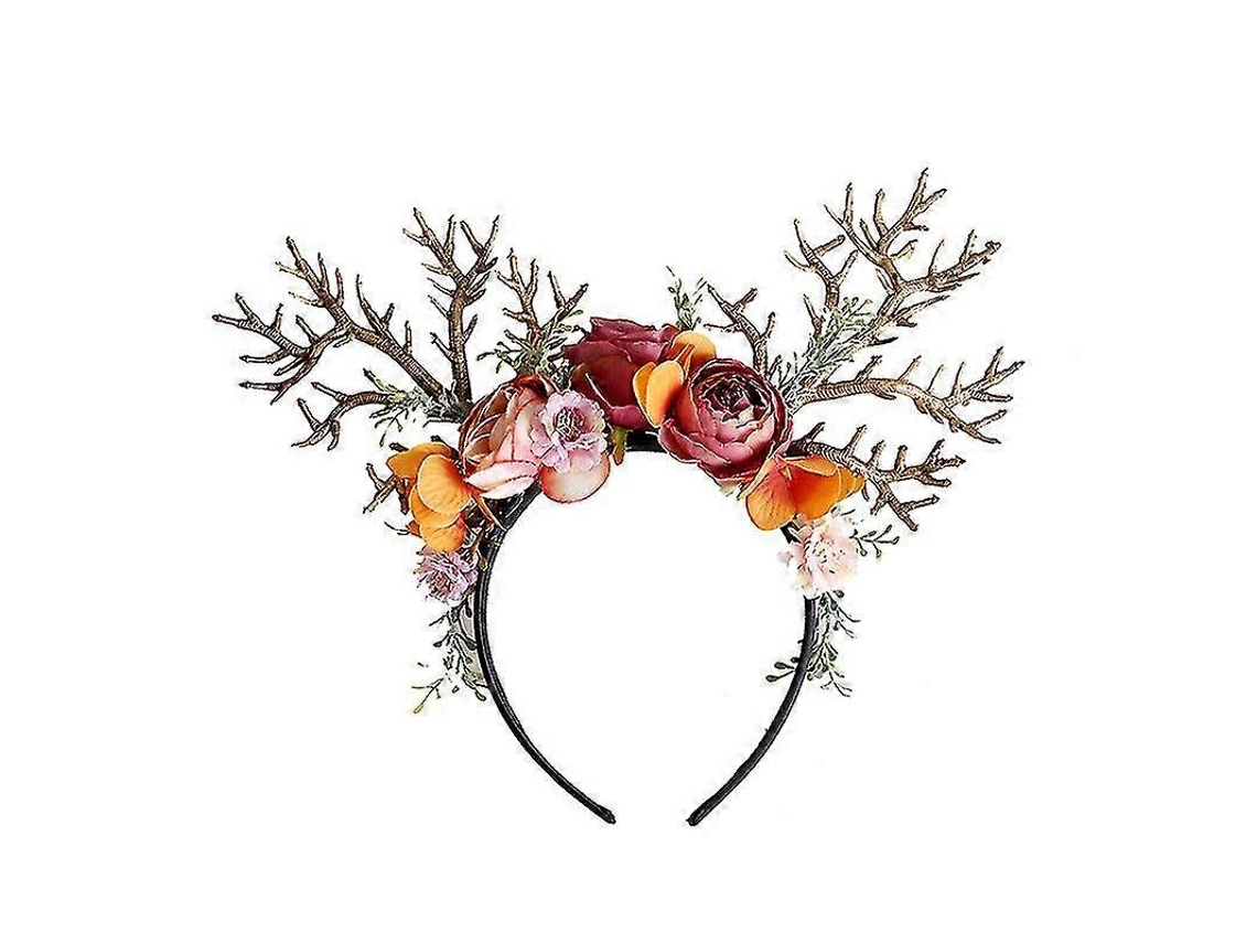Tiara De Chifres De Veado Com Flores, Acessório De Cabelo Natalino Para Meninas. Hengjian