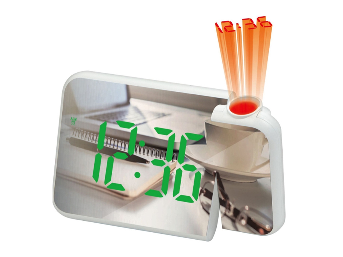 Despertador de Projeção para Quartos Relógio Digital com Termômetro Interno e Higrômetro Carregador Usb