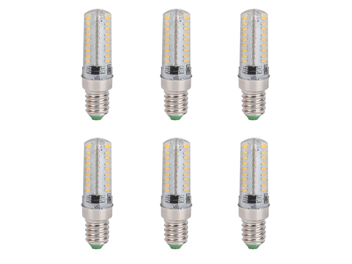 Conjunto de 6 Lâmpadas Led Pequenas E14 de 5w com 72 Leds Cada CHABERLU