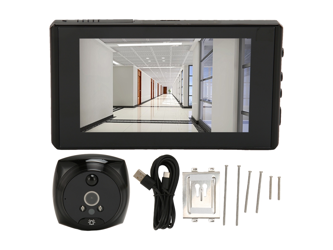 Lurelia Olho Mágico Digital, Hd, Visão Noturna, Ecrã 4,5 Polegadas, Ângulo 135°, 2500mah, Preto/branco