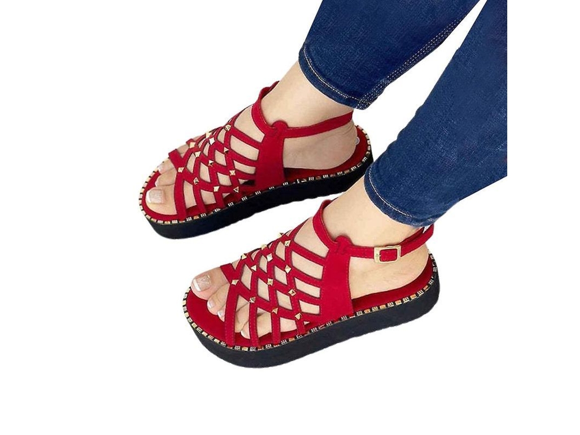 2026 sandálias de Plataforma com Fivelas e Cintas Cruzadas para Mulher, Sapatos Slingback com Prendedores e Design Oco