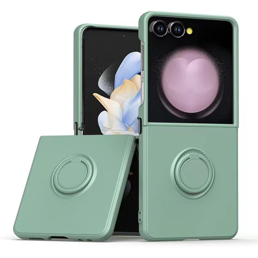 (verde Militar, Galaxy Z Flip 6) Capa De Celular Elegante Em Silicone Fosco, Resistente A Impactos, Com Suporte Magnético Para Carro.