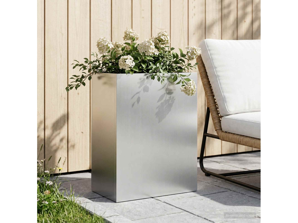 Vidaxl Vaso De Jardim Prateado 40 X 20 X 40 Cm Aço Galvanizado