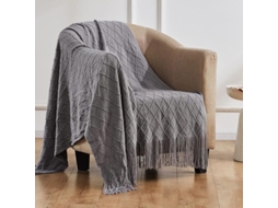 2026 manta Tejida Ligera Suave com Borlas, Manta Decorativa Confortável para Sofá Cama, 50"x60", Cinza Claro diamante
