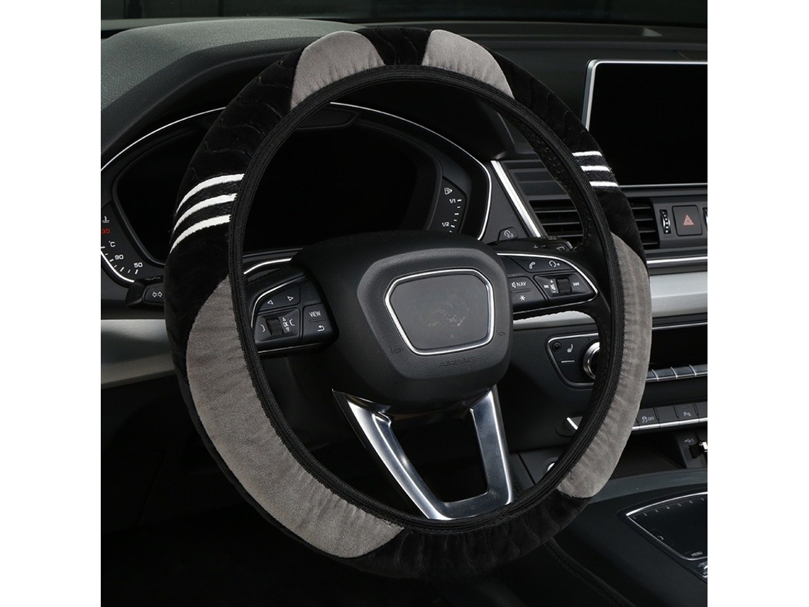 Capa Universal para Volante de Carro HENTEN HOME para Diâmetro de 38 Cm Material de Pelúcia (cinza)