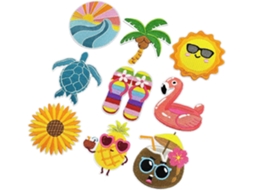 Conjunto de 9 Apliques Bordados Termocolantes com Tema de Praia para Chapéus e Bolsas. SFUSHOS