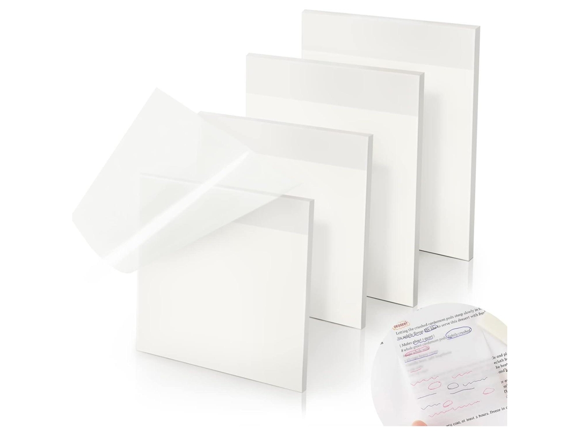 Blocos de Notas Autoadesivos Transparentes, 70 Mm X 95 Mm, Autoadesivos e À Prova D'água. MDUG (200 Folhas)