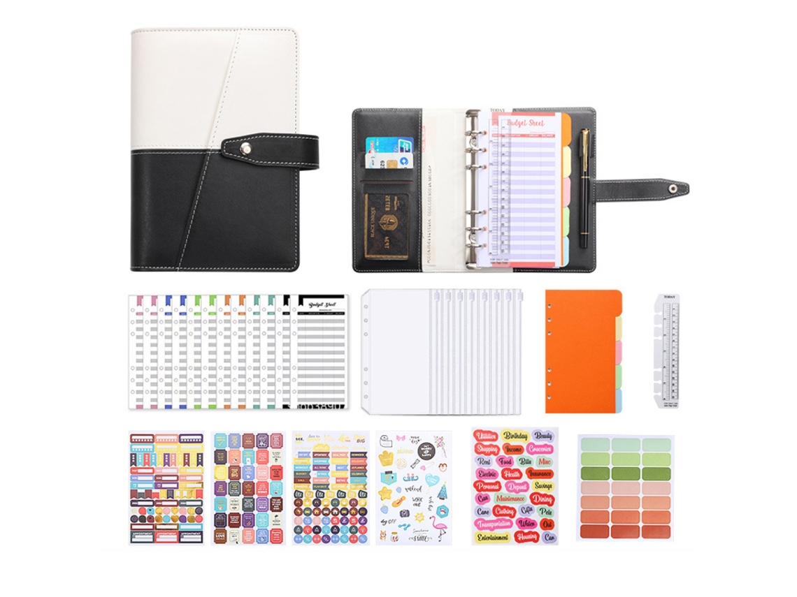 Planner Financeiro A6, Budget Binder, Organizadora de Orçamento, com Pasta de Couro PU e Ferramentas para Economia e Planejamento | S/MARCA