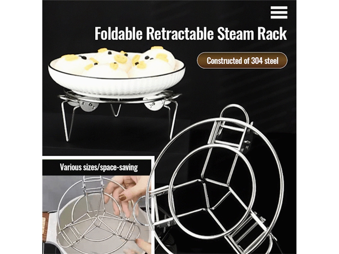 Cesto De Cozedura A Vapor Telescópico Em Aço Inoxidável - Rack Dobrável Para Legumes E Arroz