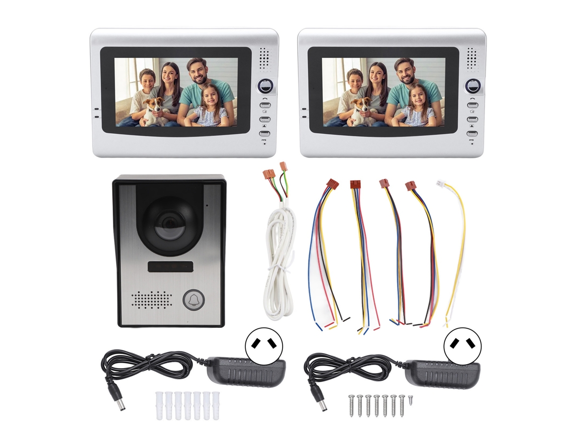 Controle De Acesso De Interfone De Vídeo 1 Para 2 De 7 Polegadas, Com Visão Noturna E Interfone Bidirecional