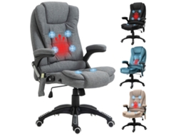 Cadeira de Massagem com 6 Pontos, Aquecimento, Altura Ajustável e Rodas 68x72x110/120cm BTFORUS