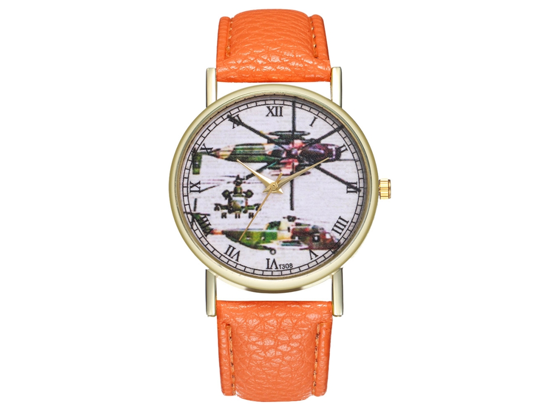 Relógio de pulso masculino esportivo, analógico, quartzo, laranja.