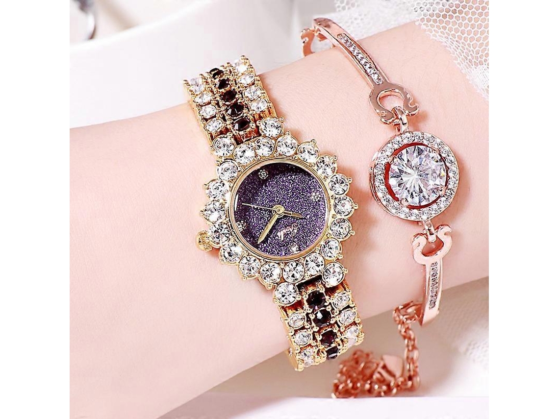 Relógio Feminino Gedi 52004 Com Pulseira De Diamantes E Mecanismo De Quartzo.