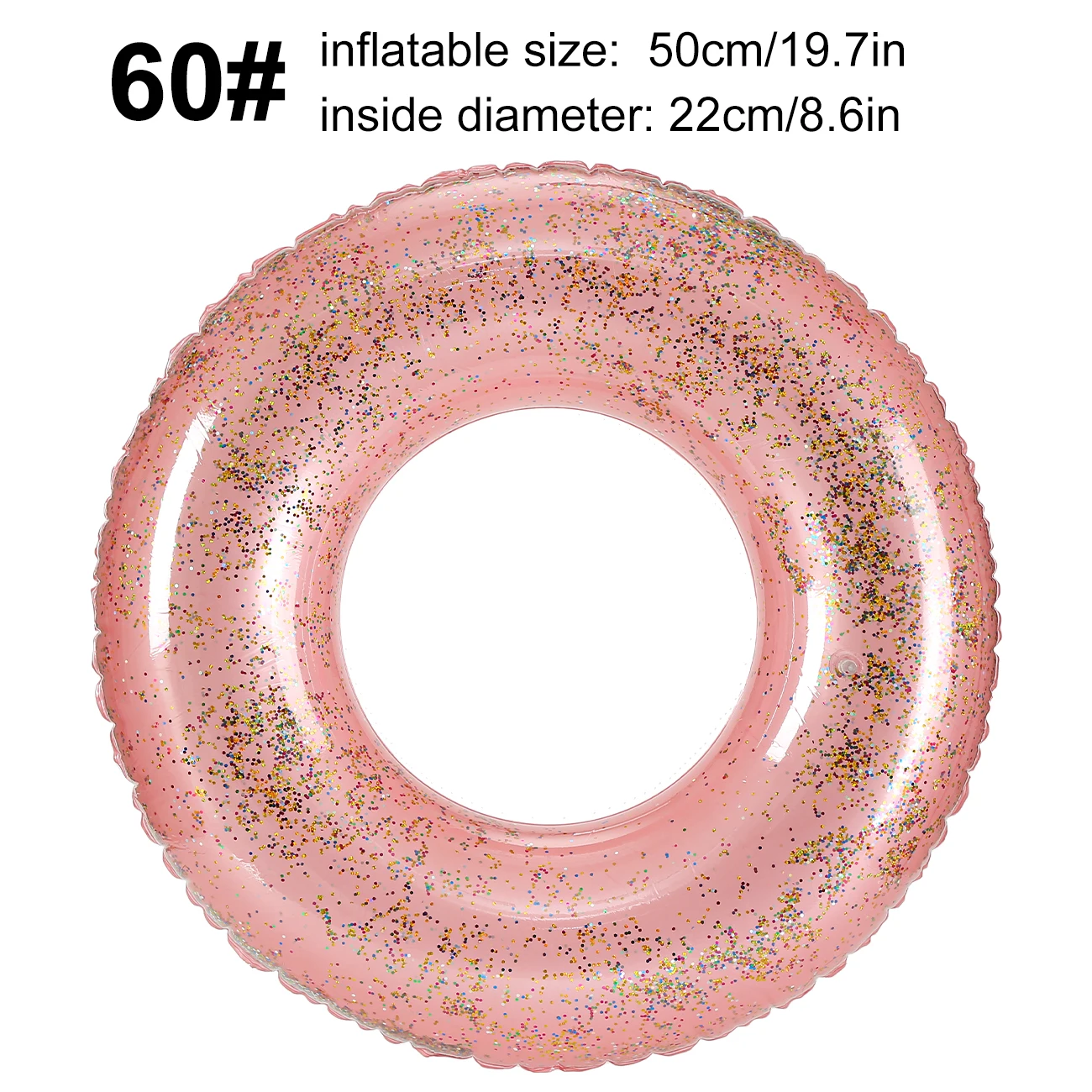 (rosa 60cm) 1 Boia Inflável Para Piscina Com Anel Decorativo De Confete Brilhante