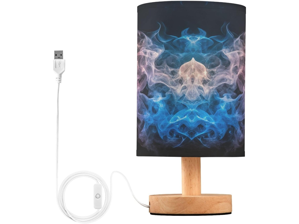 Luminária De Cabeceira Led Para Quarto, Luminária De Leitura Com Portas Usb E Cúpula Tecido Para Sala Estar, Dormitório