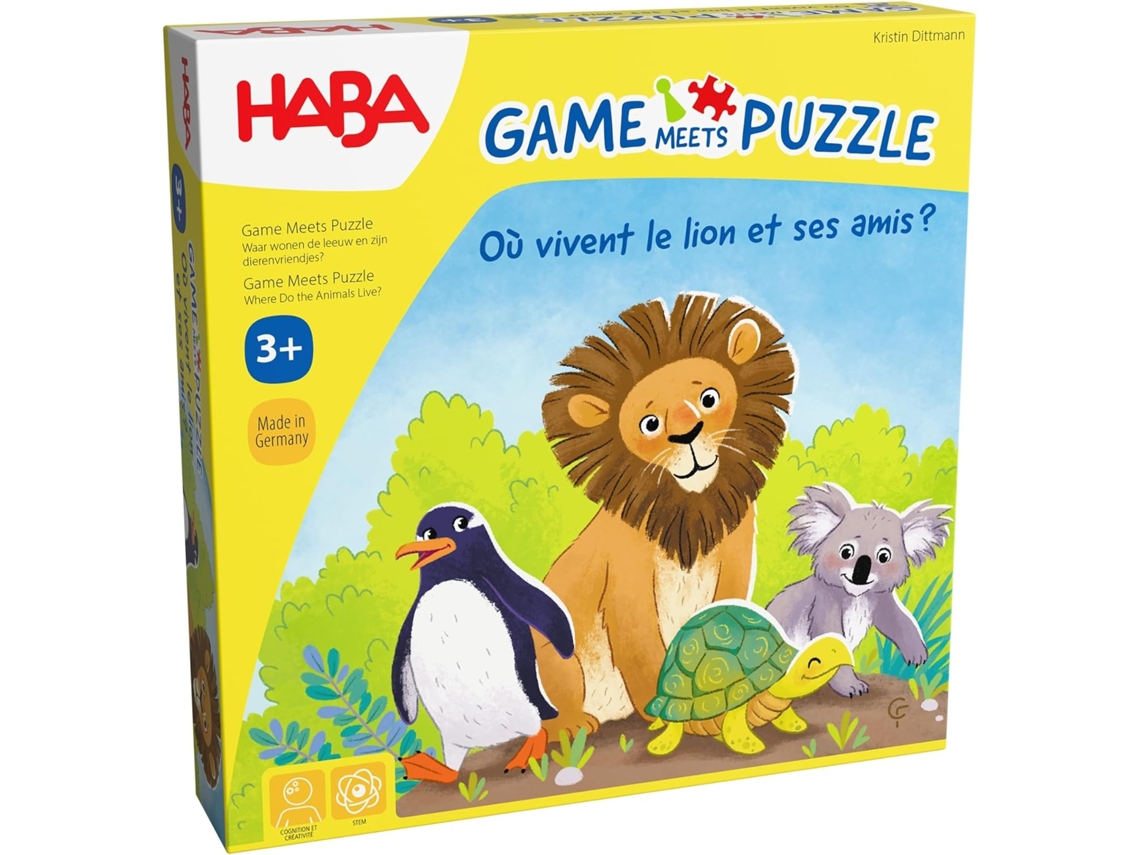 Jogo E Quebra Cabeça Haba Onde Vivem O Leão E Seus Amigos Animais? Animais De Madeira