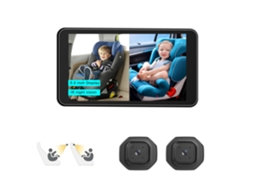 Monitor De Bebê Para Carro Com Lente Dupla De 5 Polegadas, Tela Dividida E Visão Noturna Infravermelha Para Cadeirinhas Infantis.