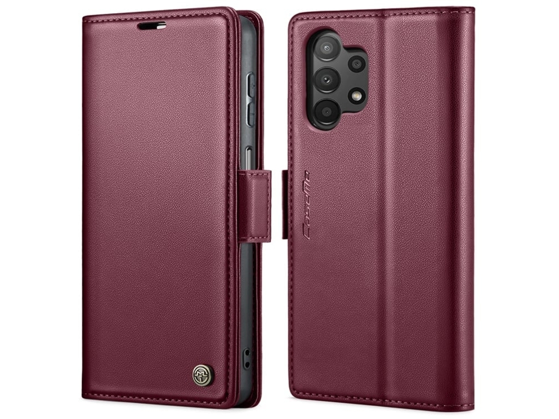 Capa Para Samsung Galaxy A13 4g Borboleta Fivela Litchi Textura De Telefone De Couro Rfid Antirroubo Vinho Tinto