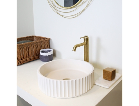 Torneira alta para lavatório Essebagno Art Déco em ouro escovado