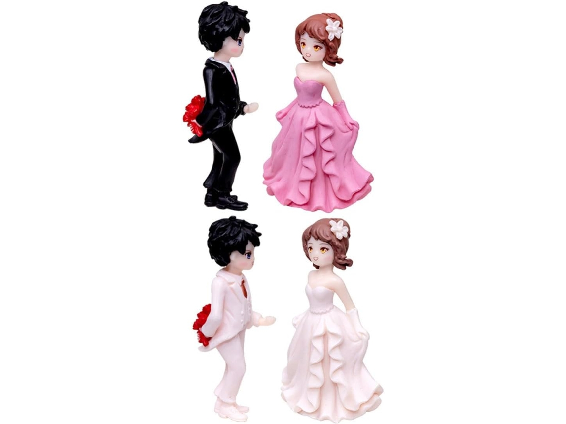 Conjunto 2 Miniaturas Românticas Casal Decoração Bolos Esculturas Presentes Personalizados Casamento Casa GOKOCO