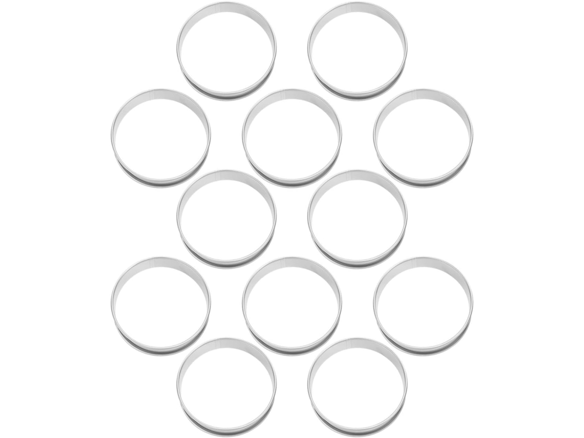 Conjunto De 12 Formas Redondas Aço Inoxidável 10cm 4 Polegadas Com Superfície Lisa E Aquecimento Uniforme, Ideais Para