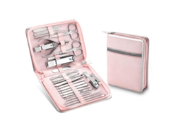 Kit De Cortador De Unhas 26 Peças Multifuncional À Prova D'água Portátil Fácil De Usar Para Manicure Em Casa E Viagem Rosa