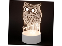 Luminária Noturna 3d Em Formato De Coruja, Feita Acrílico Abs, Com Led