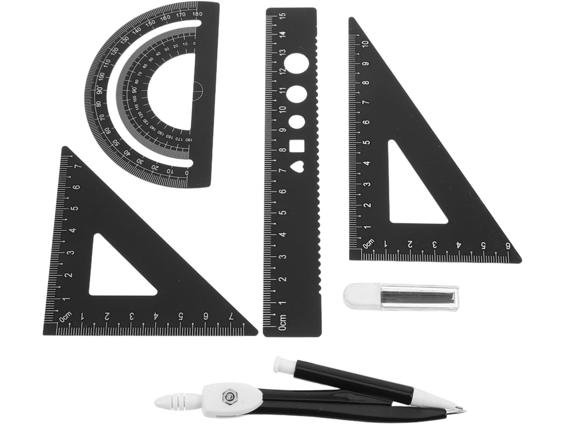 Conjunto De Réguas Desenho Multifuncionais Em Metal Preto