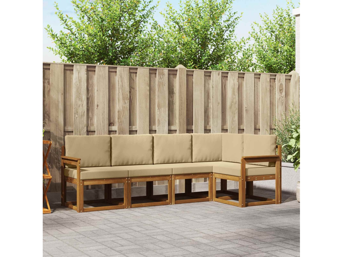 Vidaxl Conjunto De Sofás Para Exterior 5 Pcs Natural E Bege