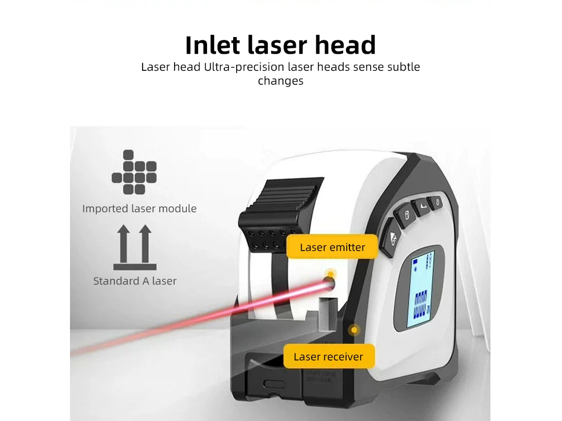 Fita Métrica Digital 2 em 1 com Laser 40m e Fita 5m, 4 Modos, Trava Automática e Fivela