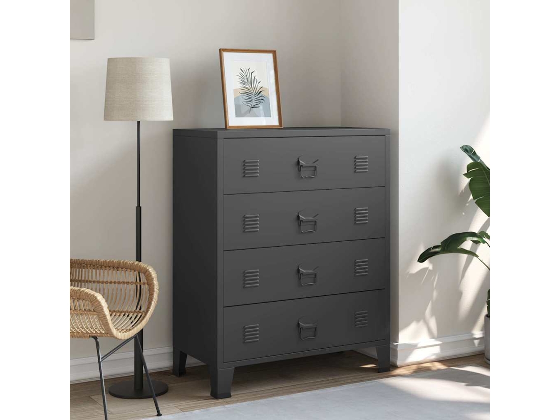 Vidaxl Armário De Gavetas Em Metal Estilo Industrial 78x40x93 Cm Preto