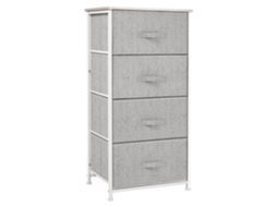 Cómoda 4 Gavetas Tecido Dormitório Sala Cinza Branco