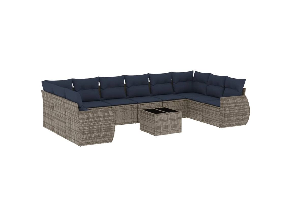Conjunto de Sofá de Jardim, 11 Peças, Almofadas, Rattan Cinza MAISON EXCLUSIVE