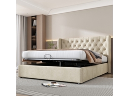 Cama BTFORUS Casal em Tído, com amplo espaço de armazenamento, robusta e de fácil instalação.