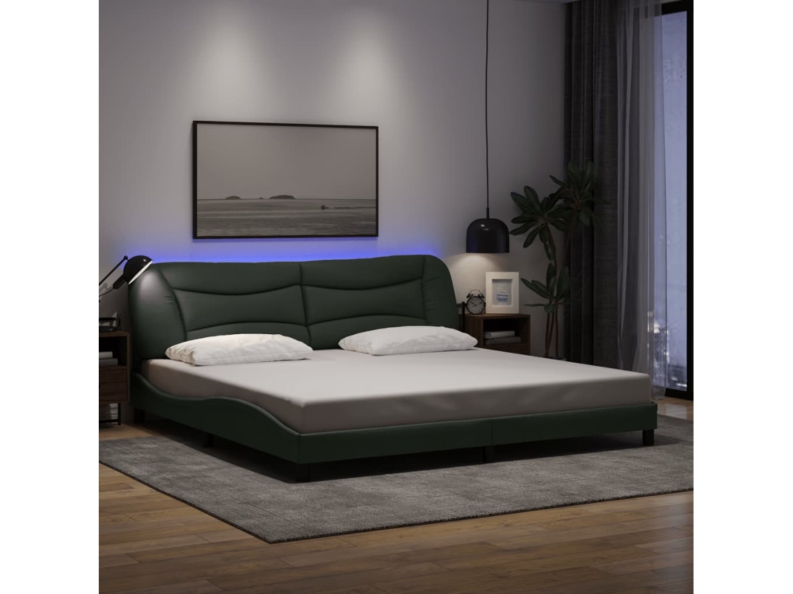 Vidaxl Estrutura De Cama Com Led Sem Colchão Hvar 200x200 Cm Tecido