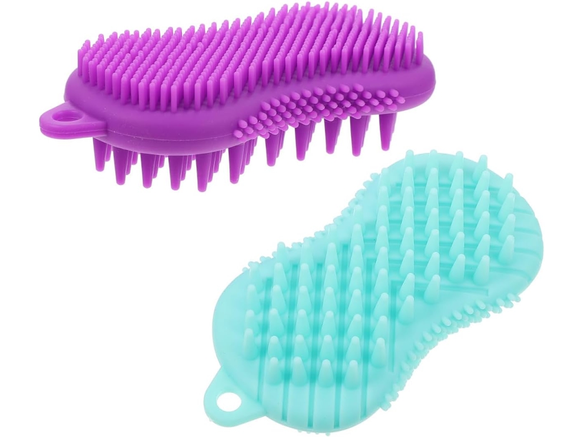Escova De Banho Silicone 2 Peças Para O Corpo, Escova De Limpeza Manual Para Esfoliação E Remoção Impurezas