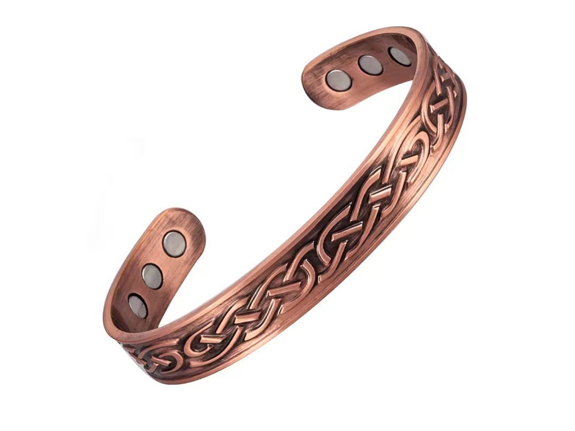 Pulseira De Cobre, Bracelete Magnética Listrada Para Terapia Com Abertura Ajustável Spqment