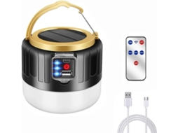 Rebe lâmpada de Camping Led Recarregável Usb, Solar, Bateria Externa 5200 Mah, Impermeável Ipx6, 5 Modos Sos Preto