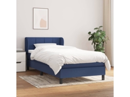 Vidaxl Cama Com Molas/colchão 90x200 Cm Tecido Azul