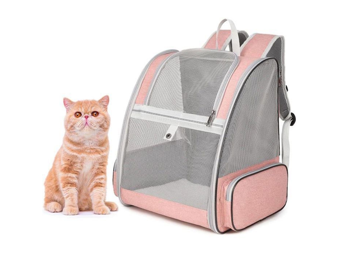Mochila de Transporte para Cães e Gatos AQUAFORGE respirável, dobrável rosa