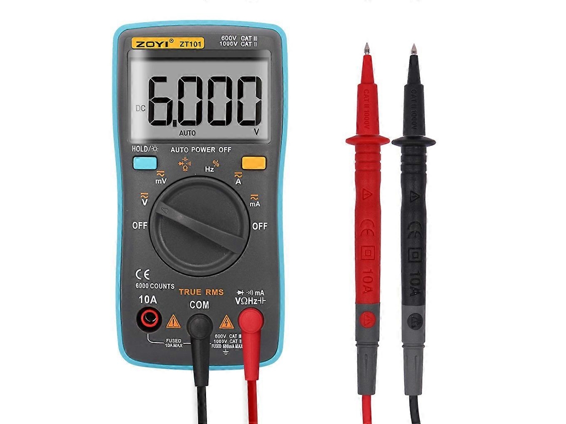 Lurelia Multímetro Digital, Zt101, 10 A, 1000 V, 750 V, Alcance Automático, Luz De Fundo, Capacitância, Frequência